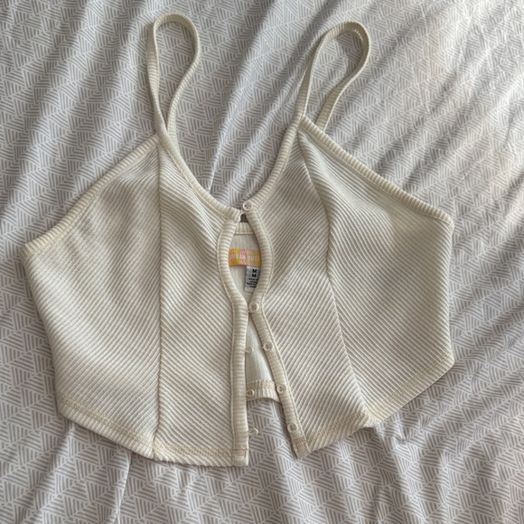 Urban Outfitters Tops - Urban Outfitters Cream Ribbed Crop Top